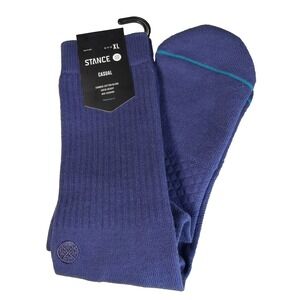 Stance Men's  Icon Solid Color Cotton Crew Indigo Socks XL 14-16